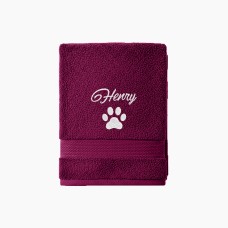 Personalised Embroidered Dog/Cat Paw Towel – Pet Customised Name with Paw Design – Towel for Pets, Owners Grooming & Gifts